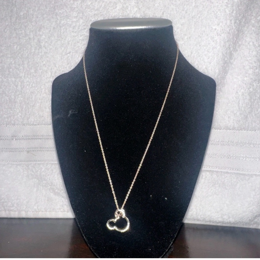 Delicate Disney silver tone Double-Heart Necklace - Women's Elegant Pendant